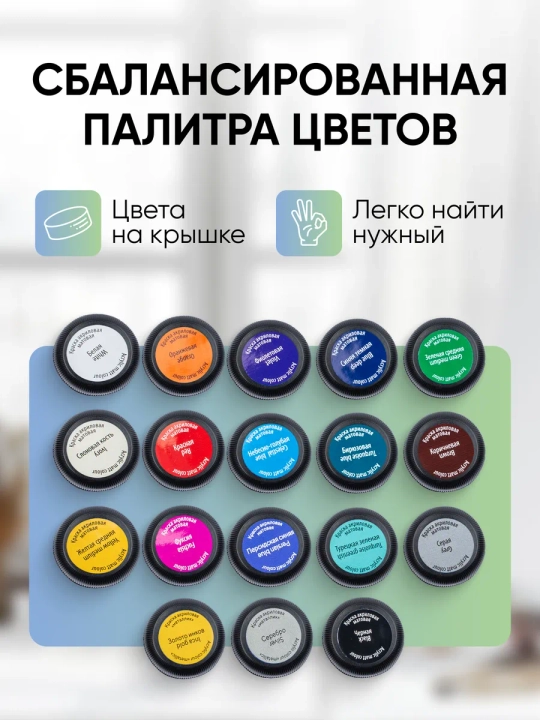 Акриловые краски для рисования художественные матовые DECOLA Набор, 12х20 мл и 18х20 мл