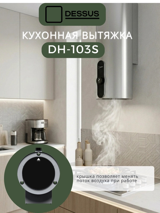 Цилиндрическая кухонная вытяжка Dessus DH-103S 35 см