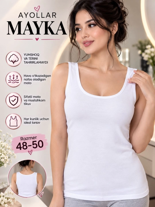 Ayollar uchun nafis va yumshoq kundalik mayka