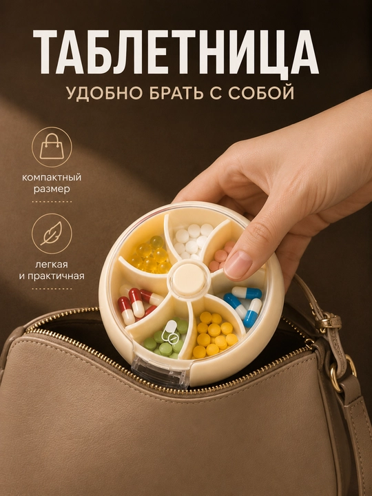 Таблетница органайзер контейнер неделька для хранения таблеток, витаминов и мелочей