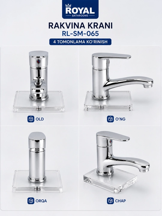 ROYAL RL-SM-065 смеситель для раковины, латунь, хром, современный дизайн