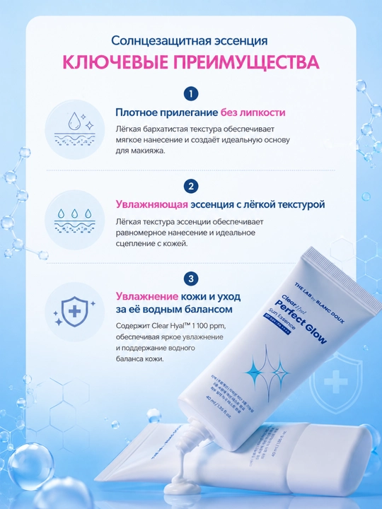 THE LAB by BLANC DOUX SPF50+ essensiyasi, gialuron, betain, PHA, himoya, namlovchi, 40 ml