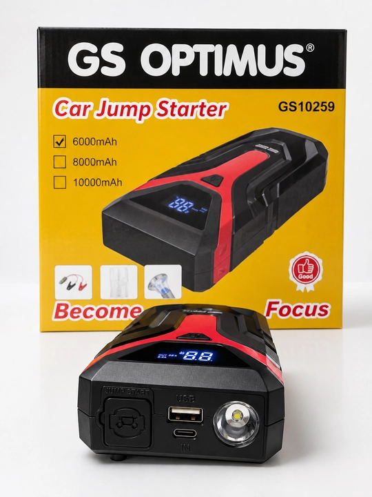 GS OPTIMUS avtomobil starter va power bank, 6000, 8000, 10000 mAh