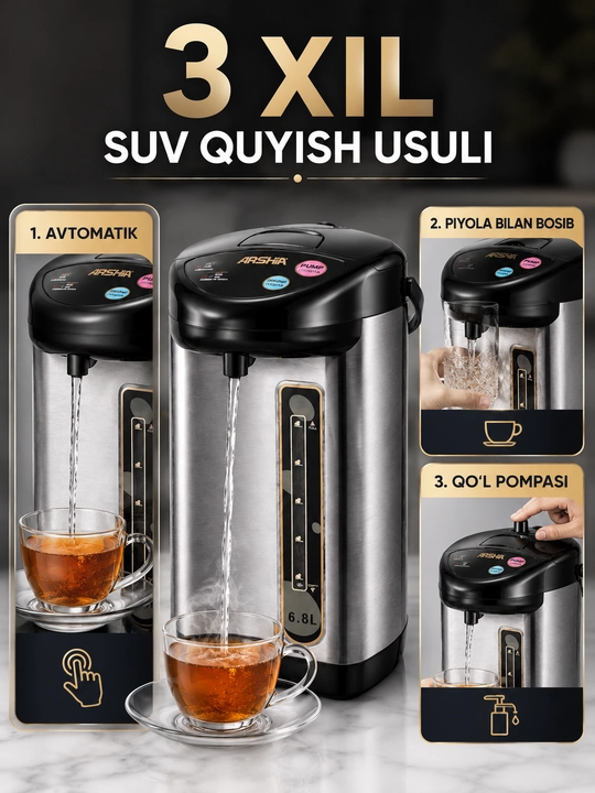 Elektr termopot, issiq suv dispenseri, katta elektr choynak, uy va ofis uchun
