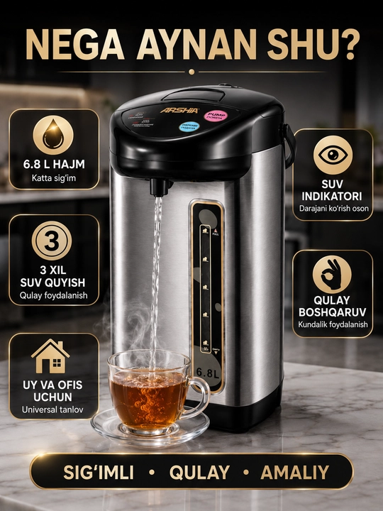 Elektr termopot, issiq suv dispenseri, katta elektr choynak, uy va ofis uchun