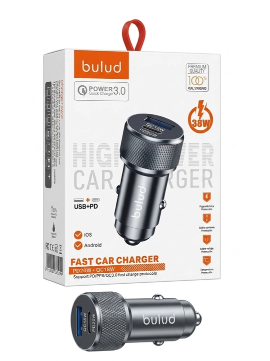 BULUD 38W avtomobil zaryadlagichi, USB + Type-C, PD20W, QC3.0