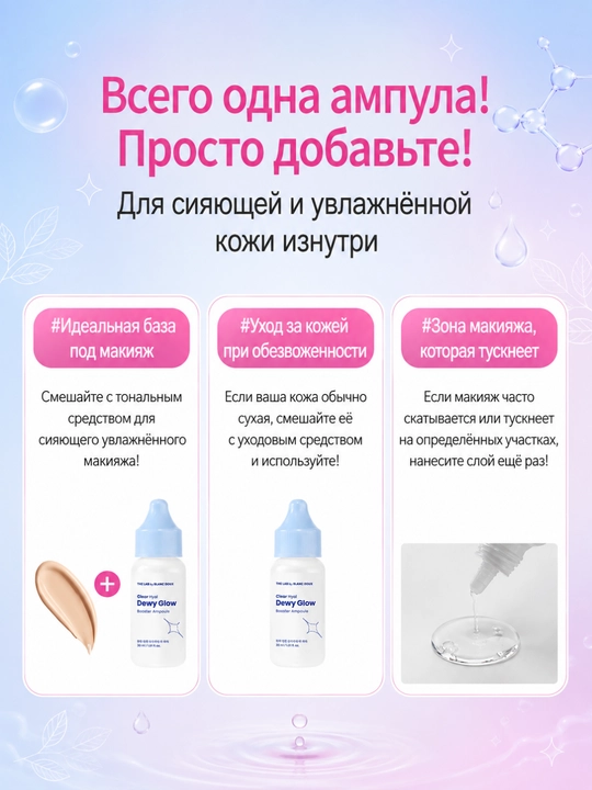THE LAB by BLANC DOUX Ампула Dewy Glow, гиалурон, бетаин, PHA, увлажнение, сияние, 30 мл