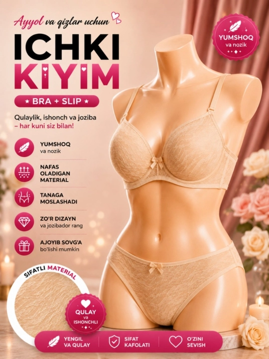 Ayollar uchun komplekt byusgalter trusiklar,to'plamda 1 donadan - 