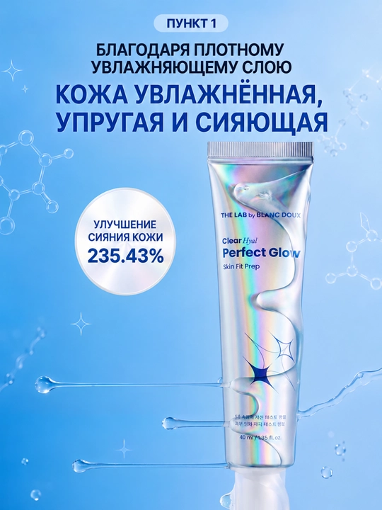 THE LAB by BLANC DOUX База под макияж, гиалурон, церамиды, PHA, увлажнение, сияние, 40 мл