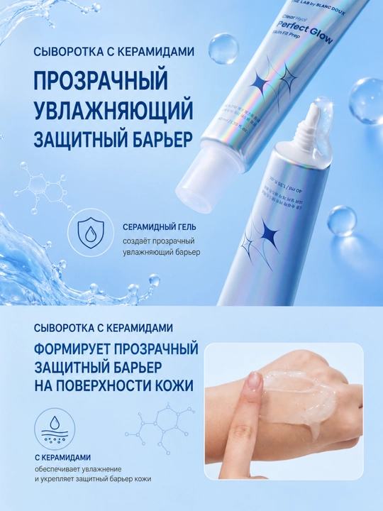 THE LAB by BLANC DOUX База под макияж, гиалурон, церамиды, PHA, увлажнение, сияние, 40 мл