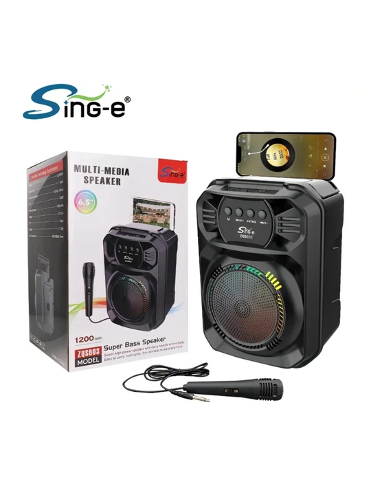 Портативная колонка Sing-e ZQS603 с проводным микрофоном блютуз колонка с RGB подсветкой - 