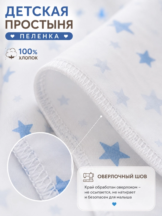 Детская пеленка простыня из хлопкового поплина, 100×110 см