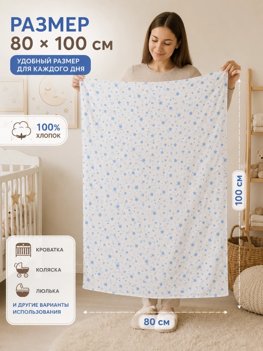 Детская пеленка простыня из хлопкового поплина, 100×110 см