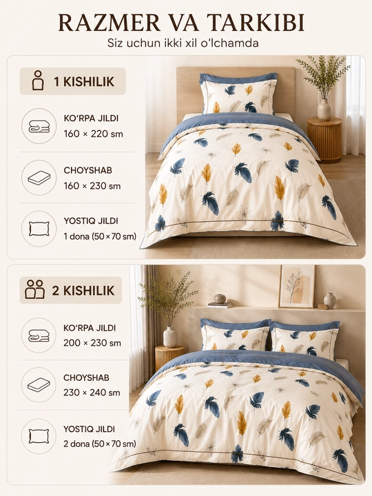 James Kelly 1 va 2 o‘rinli choyshab to‘plami 100% paxta, Super Satin