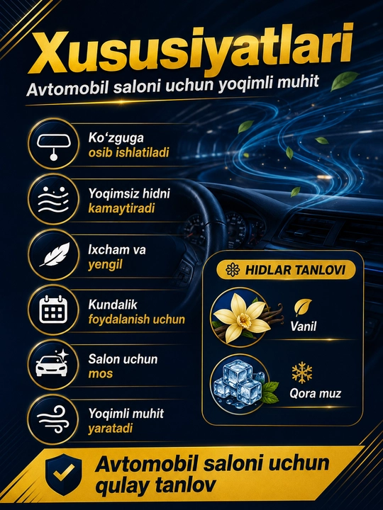 Автомобильный ароматизатор в форме ёлочки, ваниль и чёрный лёд, подвесной для салона авто