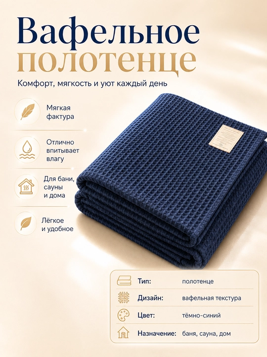 Вафельное полотенце, для сауны и бани, большое, мягкое и впитывающее - 