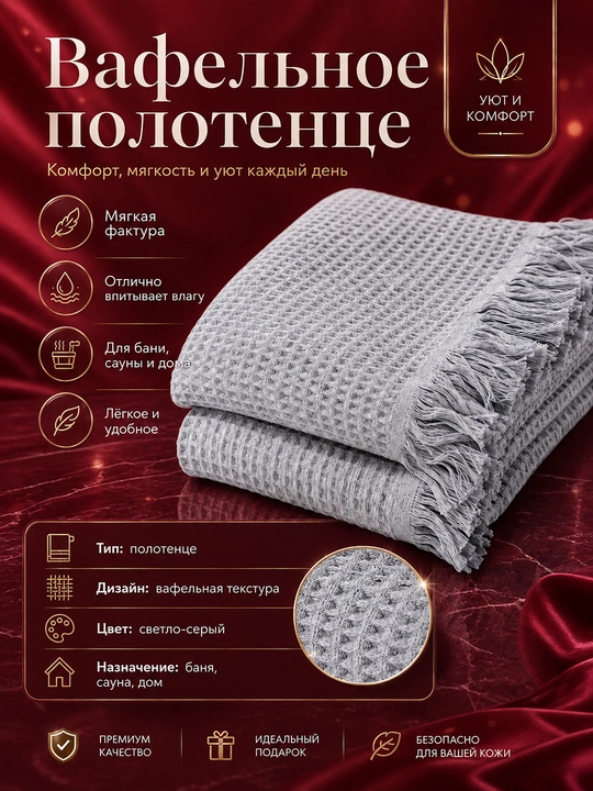 Вафельное полотенце, для сауны и бани, большое, мягкое и впитывающее - 