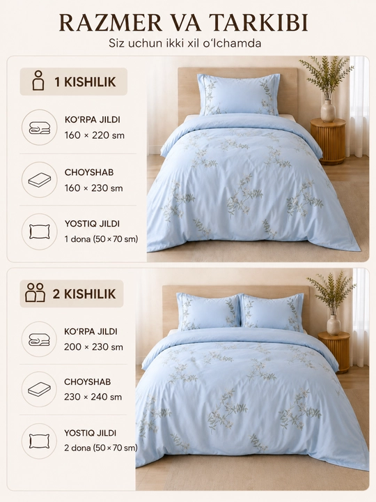 James Kelly 1 va 2 o‘rinli choyshab to‘plami 100% paxta, Super Satin