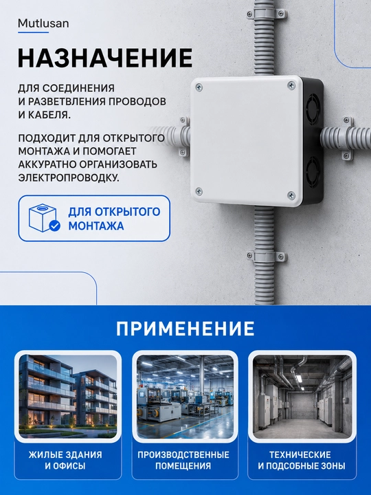 Mutlusan kvadrat birikma qutisi 10×10, elektr o'rnatish qutisi