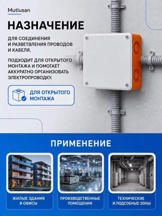 Mutlusan kvadrat birikma qutisi 10×10, elektr o'rnatish qutisi