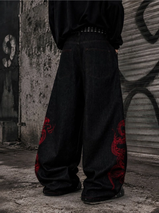 Ayollar va erkaklar jinsi shimlari, keng va yupqa, Y2K uslubidagi BAGGY, keng, yopishqoq, S-3XL
