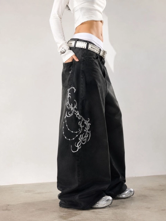 Ayollar va erkaklar jinsi shimlari, keng va yupqa, Y2K uslubidagi BAGGY, keng, yopishqoq, S-3XL