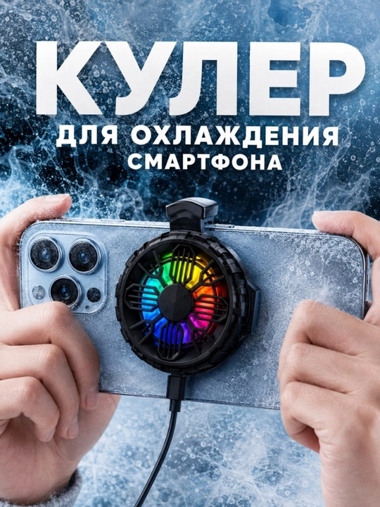 Магнитный кулер для телефона RGB Охладитель смартфона Gaming Cooler PUBG Free Fire - 