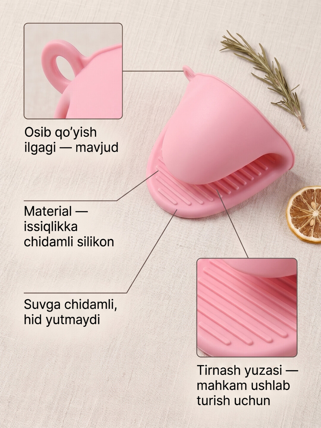 Sehrli qulaylik silikon idish tutqich, 1 juft, issiqqa chidamli