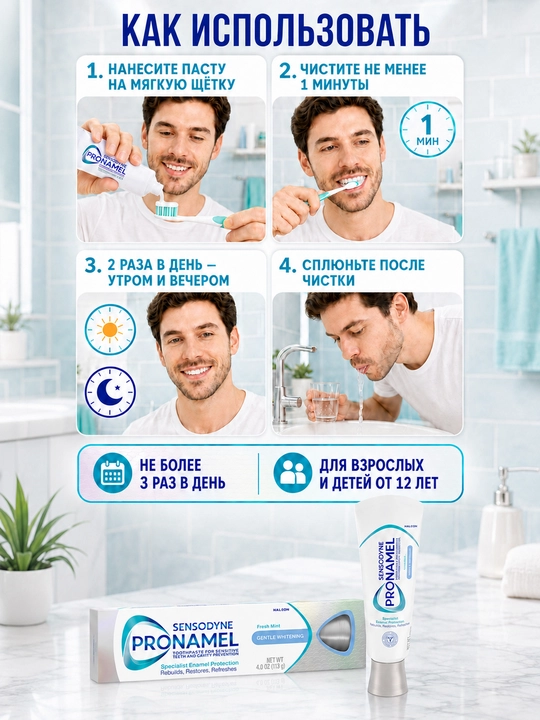 Sensodyne Pronamel tish pastasi, sezgir tishlar va emalni himoya qilish uchun AQSH