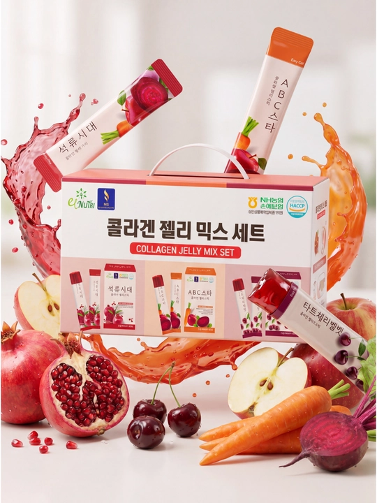 Collagen Jelly Mix Set — коллагеновое фруктовое желе, 60 стиков, продукт из Кореи - 