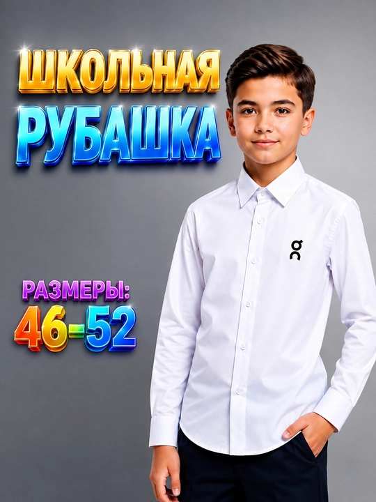 Школьные рубашки с длинным и коротким рукавом для мальчиков (5–9-е классы, размеры 46–52)