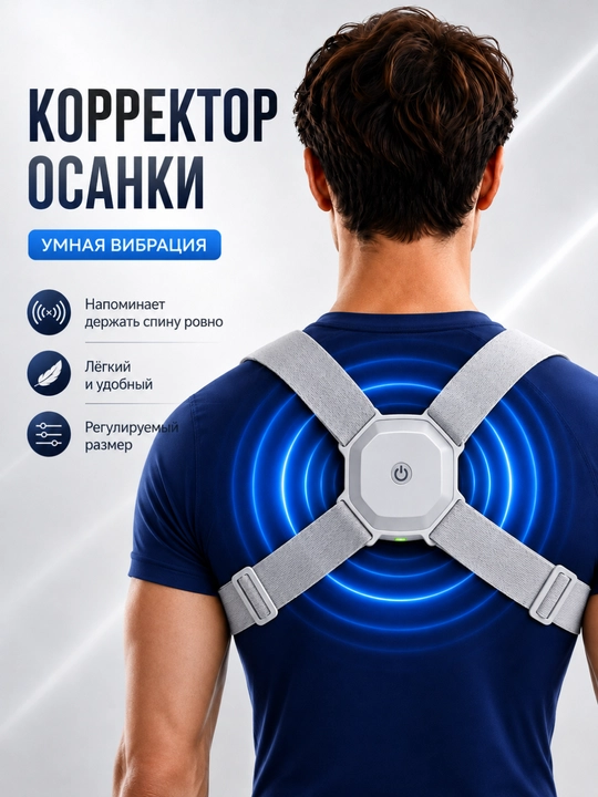 Умный корректор осанки Smart Sensor, с вибрацией, корректор спины и поясницы - 