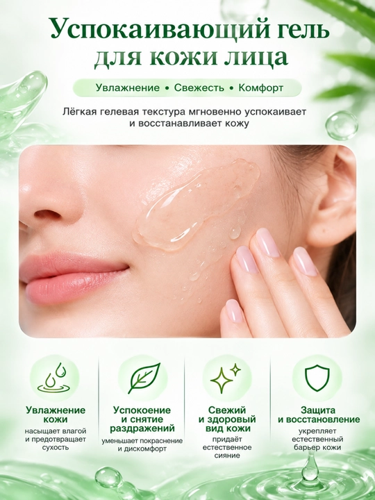 ECO BRANCH Aloe Vera Moisture Soothing Gel, увлажнение, алоэ вера 99%, лицо и тело, 500 мл