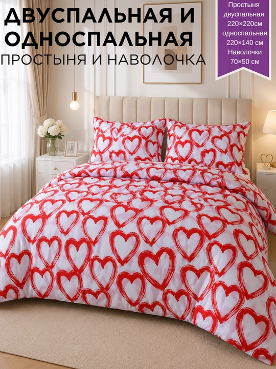 Простыня и наволочка, односпальные и двуспальные, размер евро стандарт - 