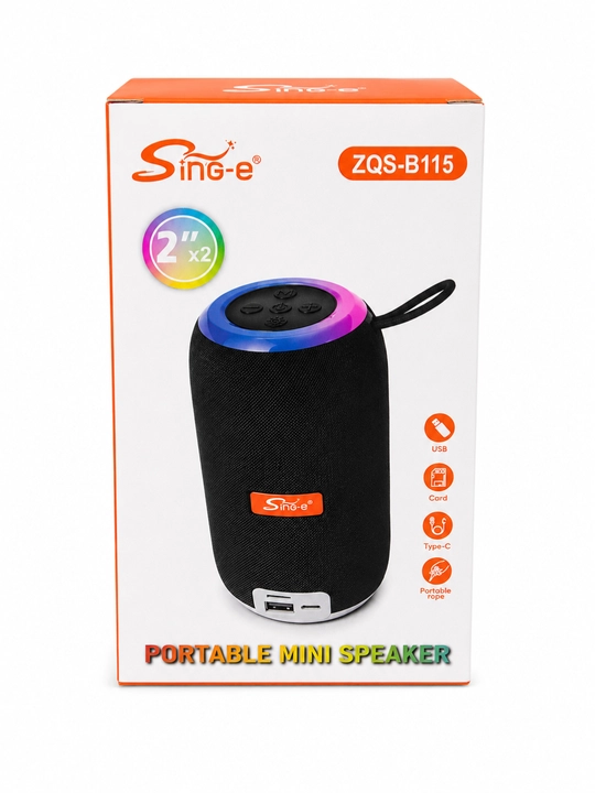 Kolonka simsiz Bluetooth Sing-e ZQS-B115, RGB yoritgichli, USB, Type-C, xotira kartali