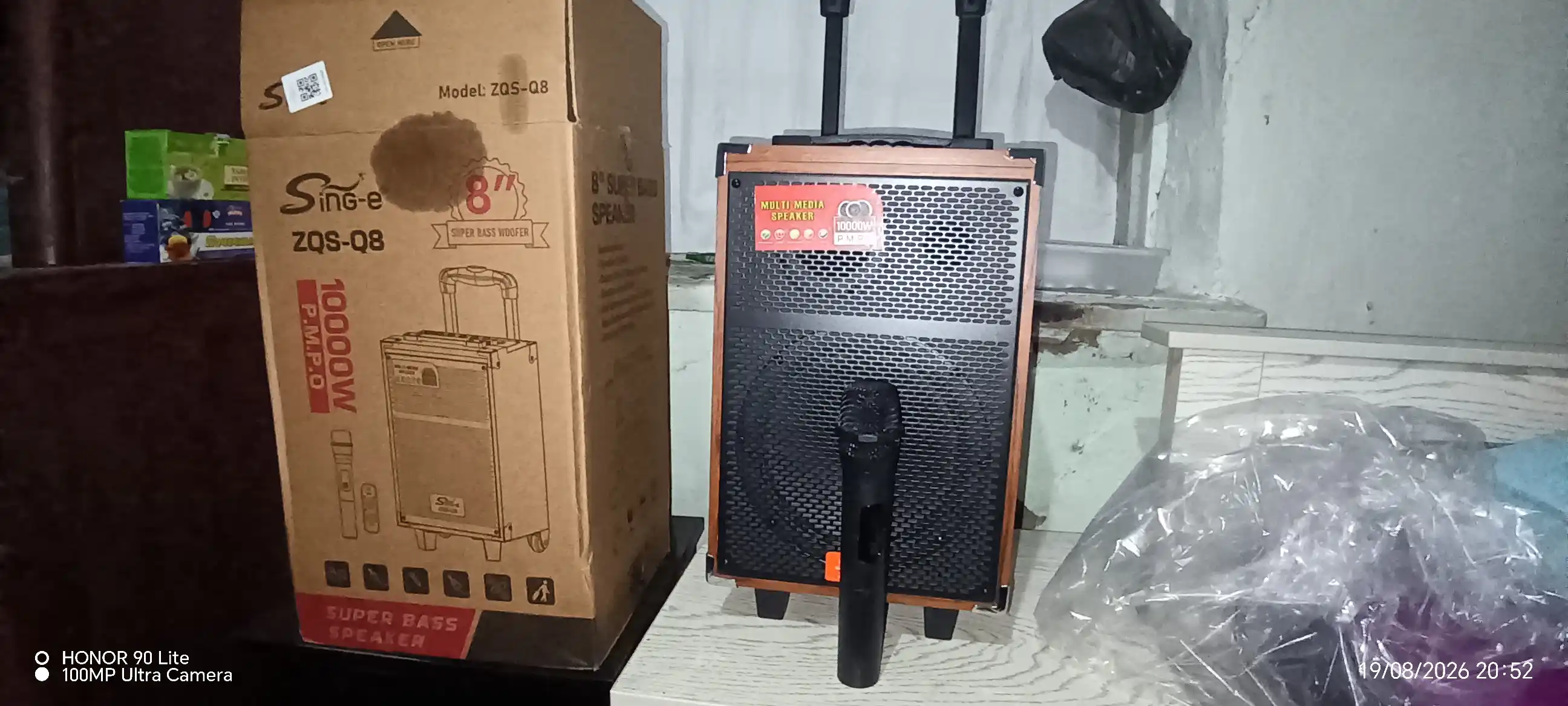 Bluetooth колонка с микрофоном, беспроводная колонка, микрофон караоке, бас