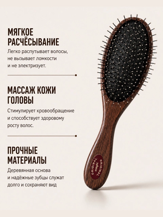 Массажная расческа для волос, с металлическими и пластиковыми зубьями
