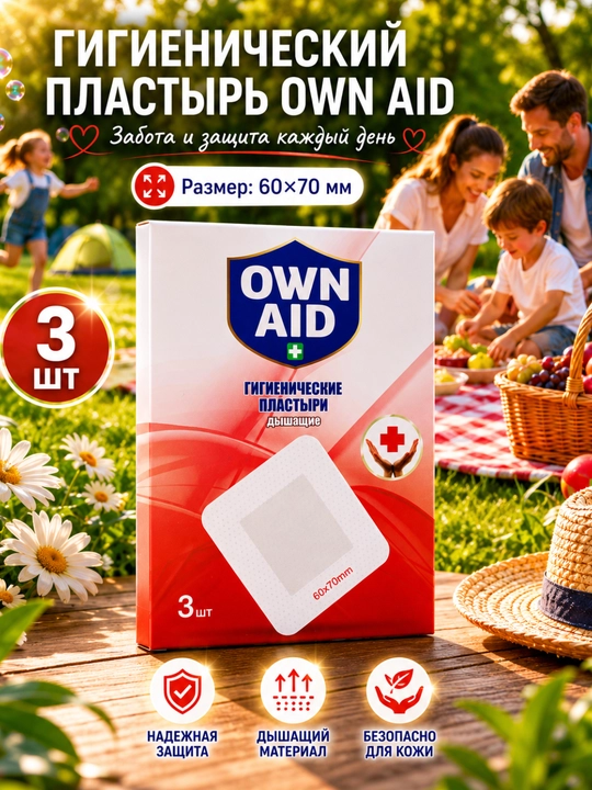 Gigiyenik plastirlar Own Aid, qadoqlangan, 60 * 70 mm
