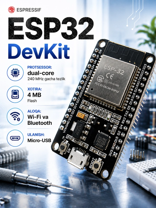 ESP32, Микроконтроллер,  NodeMCU, Wi-Fi, Bluetooth, WROOM, IoT проектов - 