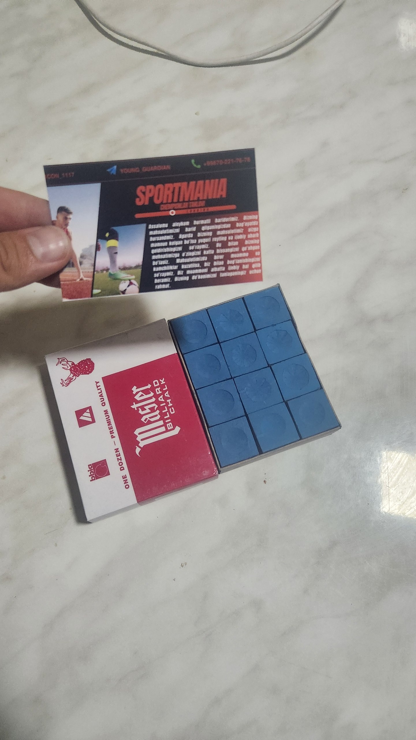 Бильярдный мел Master Billiard Chalk, для качественной игры, синий бильярдный мел