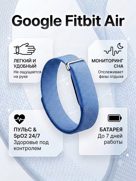 Google Fitbit Air фитнес-трекер сон сердце SpO2 AI коуч 7 дней аккумулятор - 