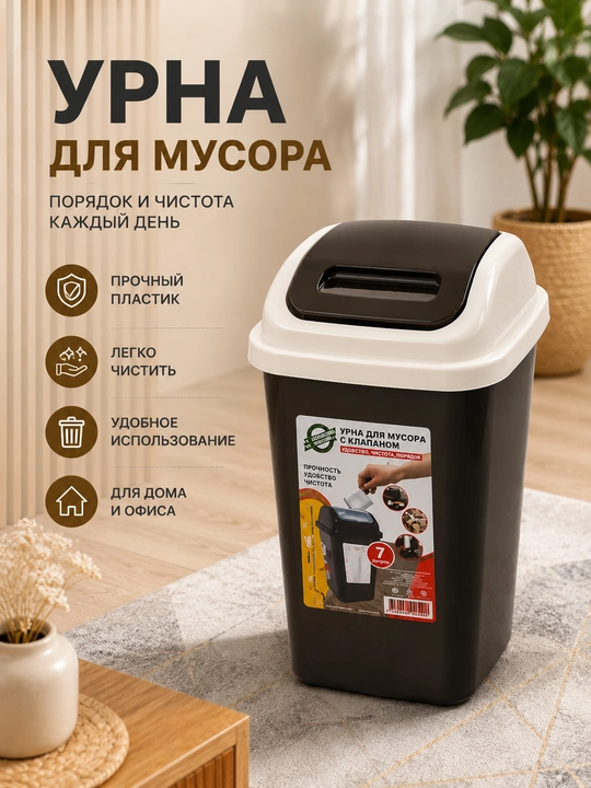 Корзина для мусора с крышкой - 