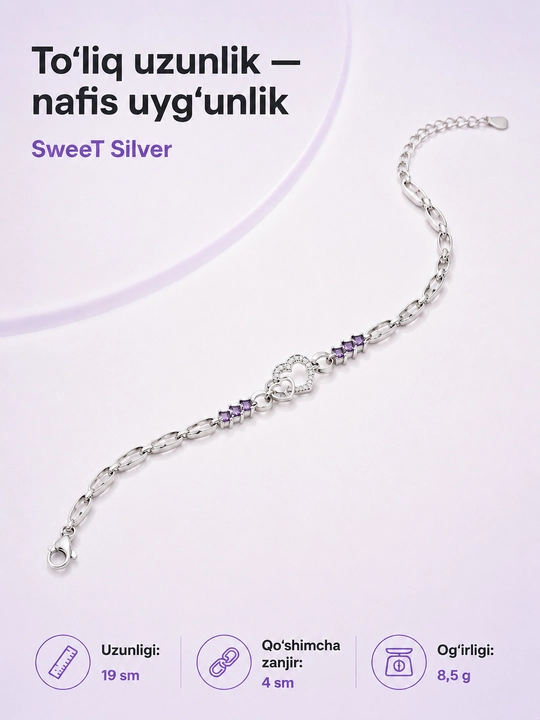 Серебряный браслет женский, 925 проба