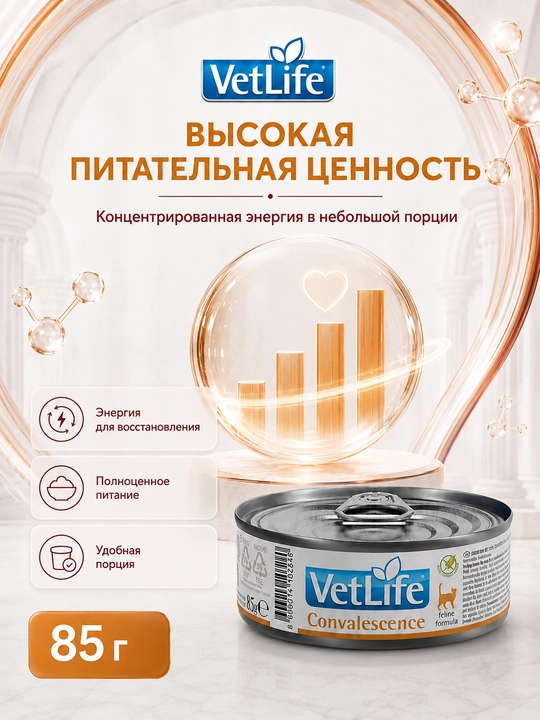 Farmina Vet Life Convalescence диетический  влажный корм  для кошек, 85 гр