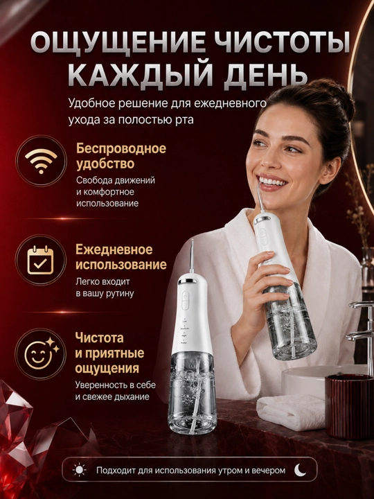 Ирригатор для полости рта, беспроводной ирригатор, очиститель зубов, для брекетов