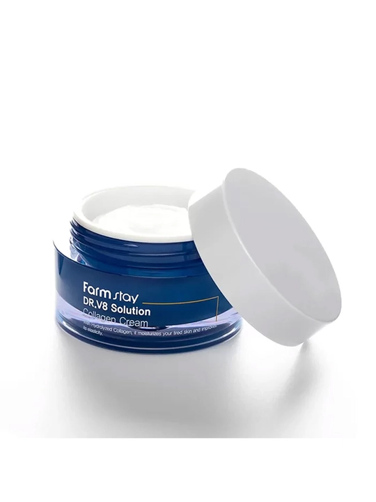 Farmstay DR.V8 Solution Collagen Cream 50 ml kollagen bilan boyitilgan yuz kremi - 