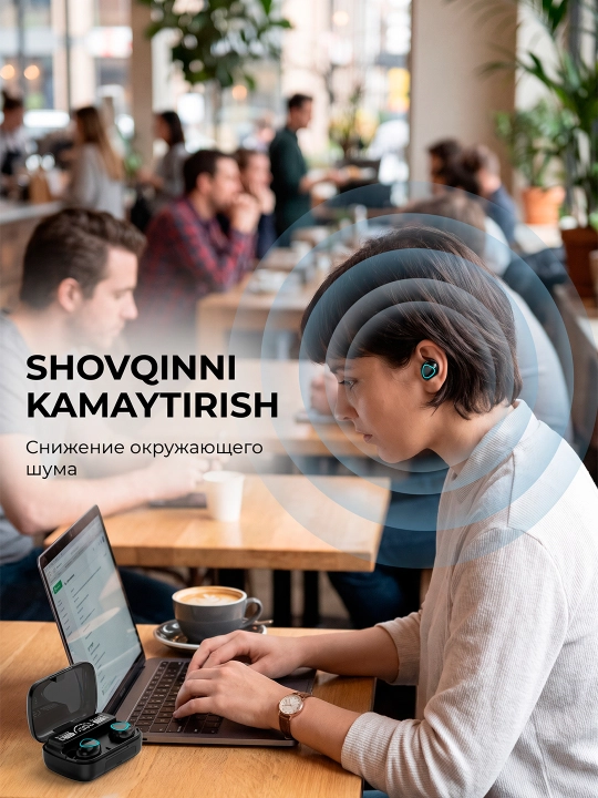 M10 TWS Bluetooth 5.1 simsiz quloqchinlari, LED displey, quvvatlash qutisi