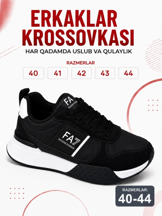 Erkaklar uchun sport krossovkalar - yengil, qulay, 40-44