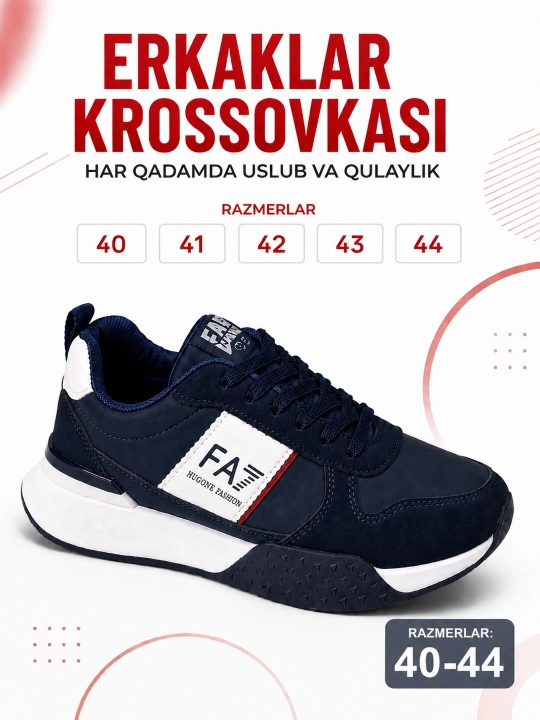Erkaklar uchun sport krossovkalar - yengil, qulay, 40-44
