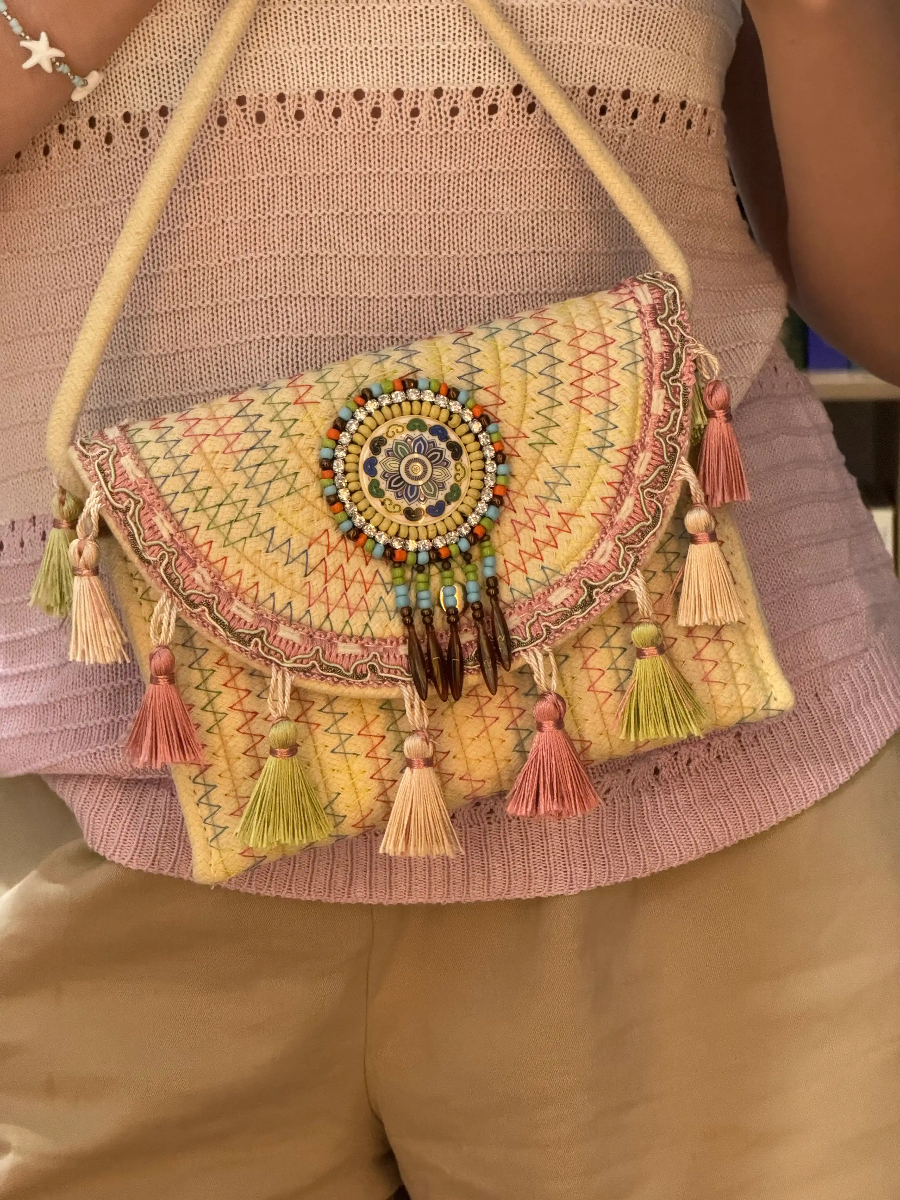 Плетёная сумка в этническом стиле Женская сумка в стиле boho